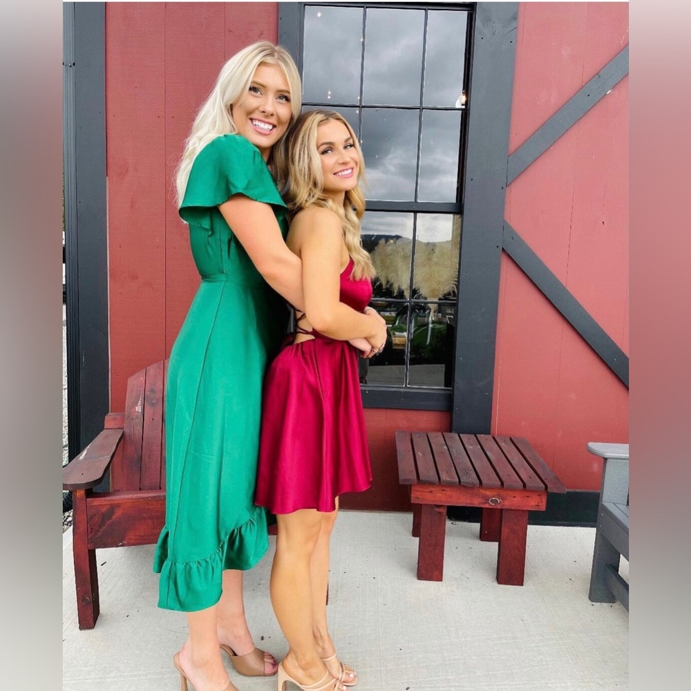 Emerald green midi dress